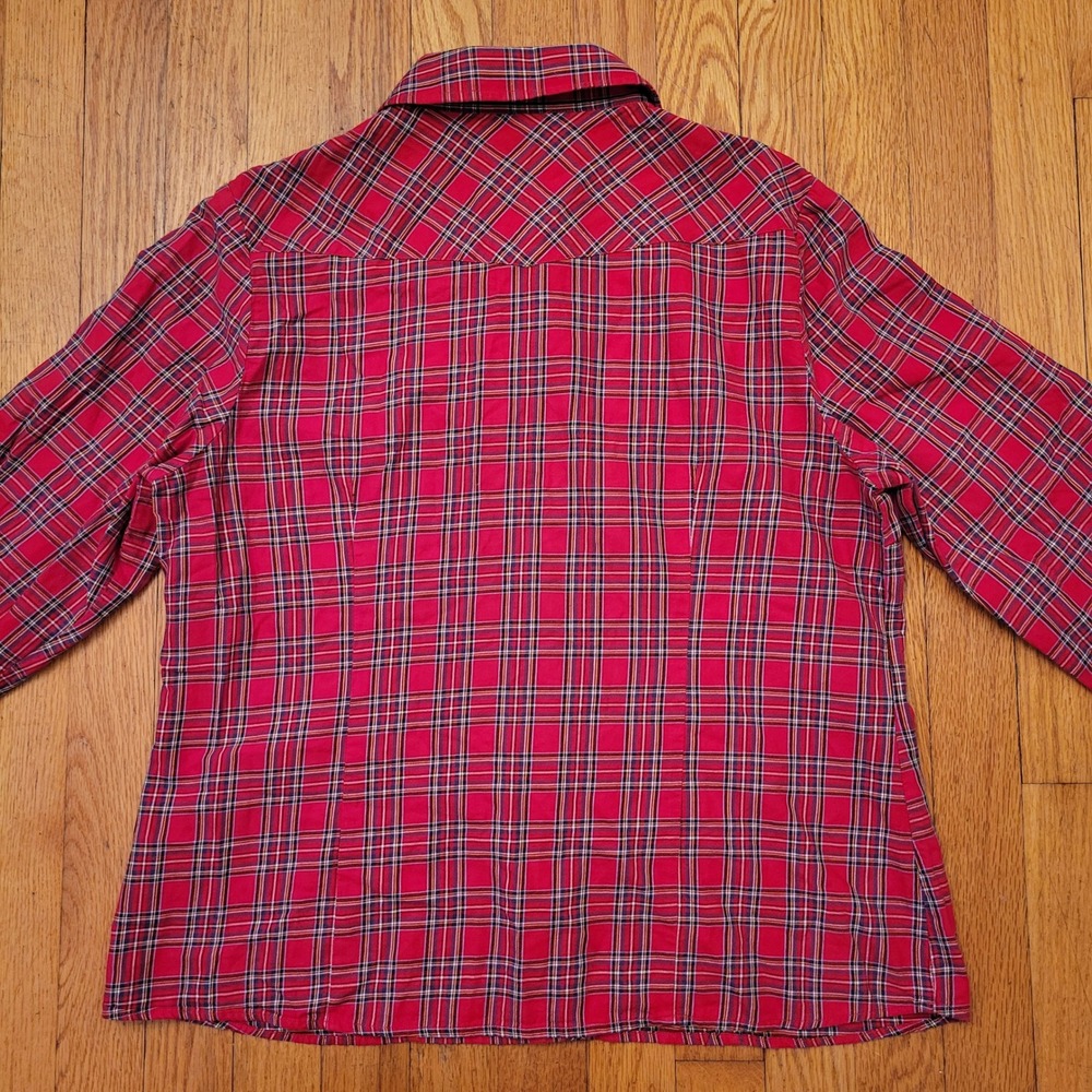 Pendleton Petite Red Plaid Ruffled Button Front S… - image 5